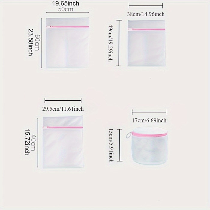 4pcs Heavy-Duty Polyester Laundry Mesh Bags with Secure Zipper Closure, Mesh Wash Bags for Delicates, Underwear, Clothes - Machine Washable, Multiple Sizes for Standard Washing Machines, Mesh Laundry Bag, Garment Care, Compact Design, Sturdy Construction, Garment Protector, Delicate Fabrics, Laundry Bags