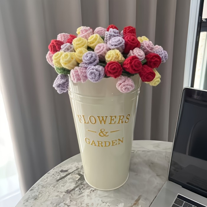 80cm Rose Bouquet Blanket - Handmade Crochet Floral Throw with Pink Roses, Elegant Home Decor, Birthday\u002FValentine's\u002FChristmas Gift for Women, Mom, Teacher - Soft Pink Floral Arrangement for Living Room, Office, Photo Props - All-Season Cozy Keepsake, Bouquet Accessories, Office Decor, Charming Aesthetic, Intricate Craftsmanship, Decorative Cover, Women Gifts, Stylish Decor, Premium Yarn, Decorative Covering