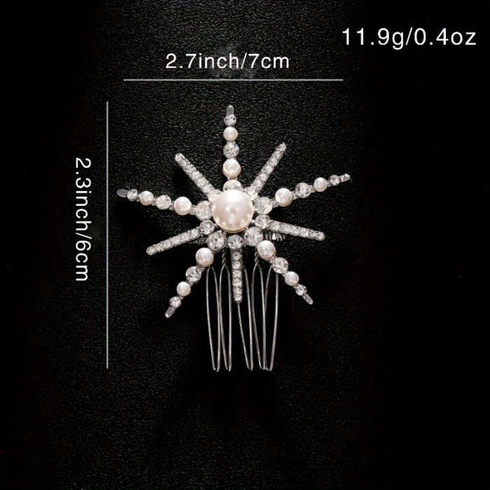 Elegant Sunflower Hair Comb Clip - Princess Style, Versatile Fashion Accessory for Braided Hairstyles, Metal Material with Sparkling Crystal Embellishments, Perfect for All Occasions, Hair Accessory | Sparkling Embellished Comb | Metallic Finish