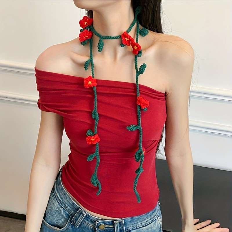 Handmade Crochet Multi-Purpose Accessory French Country Style Long Braided Cord (Headband\u002FBelt\u002FScarf) for Sweet Goddess Gifts