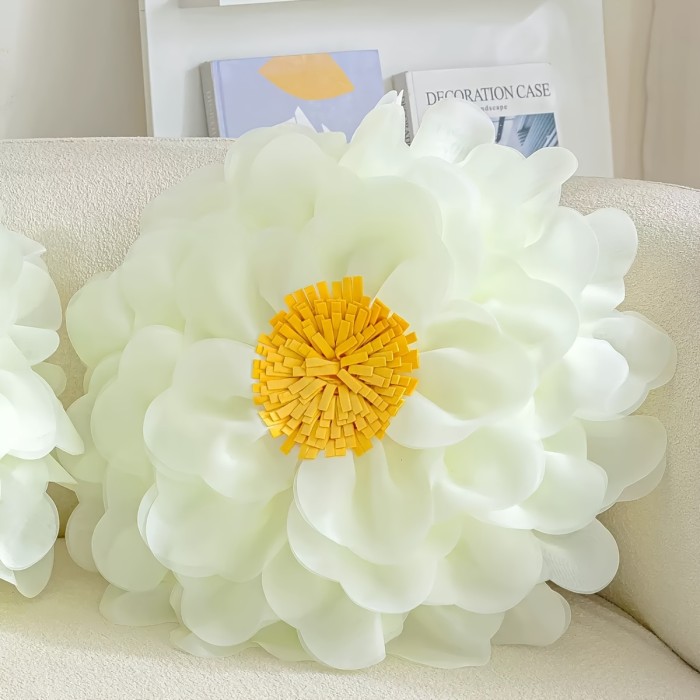 Refreshing Pillow Delicate Soft Color Flower Shaped Pillow Cushion | Spring and Summer Refreshing Tulle Peony Flower Rose Flower Pansy Flower Various Colors Available Fashionable and Beautiful Home Decoration Gift Pillow Holiday Decoration