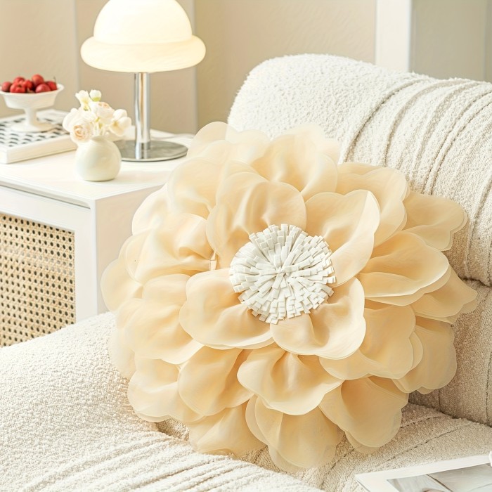 Refreshing Pillow Delicate Soft Color Flower Shaped Pillow Cushion | Spring and Summer Refreshing Tulle Peony Flower Rose Flower Pansy Flower Various Colors Available Fashionable and Beautiful Home Decoration Gift Pillow Holiday Decoration