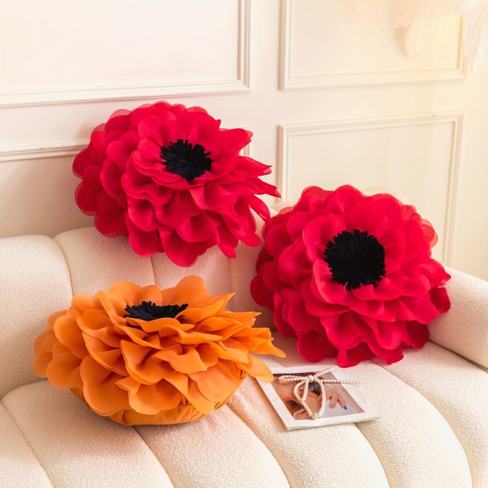 Refreshing Pillow Delicate Soft Color Flower Shaped Pillow Cushion | Spring and Summer Refreshing Tulle Peony Flower Rose Flower Pansy Flower Various Colors Available Fashionable and Beautiful Home Decoration Gift Pillow Holiday Decoration