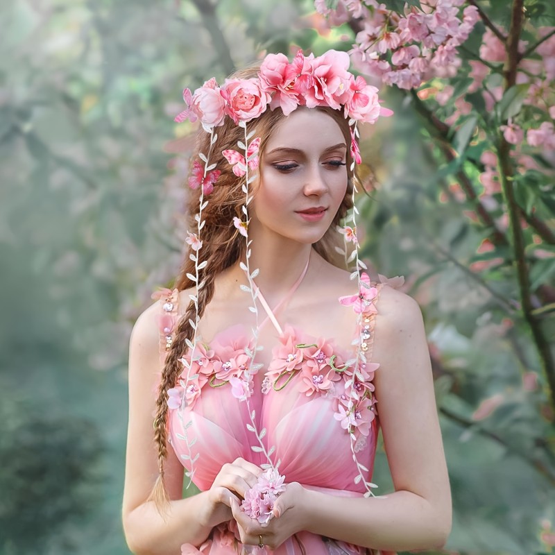 1pc and Women Flower Crown Headband, Suitable for flower fairy wedding accessories Festival Vacation Party Photography Props