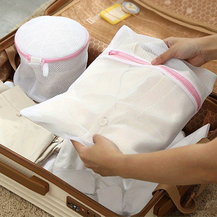 4pcs Heavy-Duty Polyester Laundry Mesh Bags with Secure Zipper Closure, Mesh Wash Bags for Delicates, Underwear, Clothes - Machine Washable, Multiple Sizes for Standard Washing Machines, Mesh Laundry Bag, Garment Care, Compact Design, Sturdy Construction, Garment Protector, Delicate Fabrics, Laundry Bags