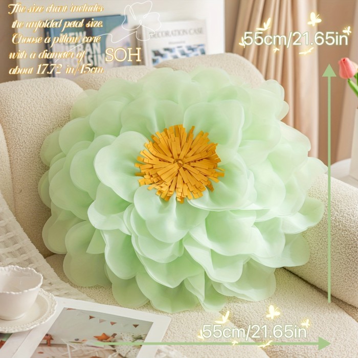 Refreshing Pillow Delicate Soft Color Flower Shaped Pillow Cushion | Spring and Summer Refreshing Tulle Peony Flower Rose Flower Pansy Flower Various Colors Available Fashionable and Beautiful Home Decoration Gift Pillow Holiday Decoration