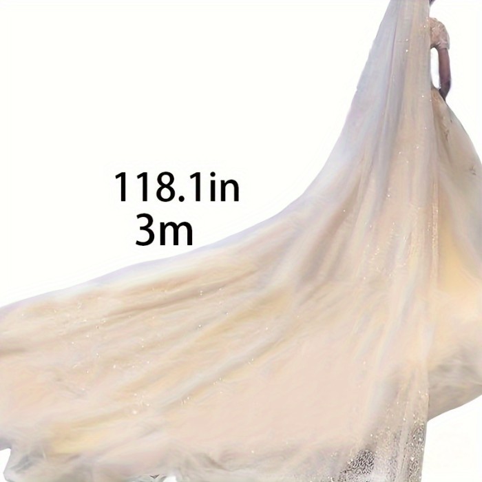 Starry Night Sparkle Bridal Veil with Long Tail - Romantic Wedding Accessory for Women