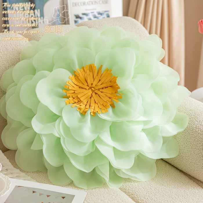 Refreshing Pillow Delicate Soft Color Flower Shaped Pillow Cushion | Spring and Summer Refreshing Tulle Peony Flower Rose Flower Pansy Flower Various Colors Available Fashionable and Beautiful Home Decoration Gift Pillow Holiday Decoration