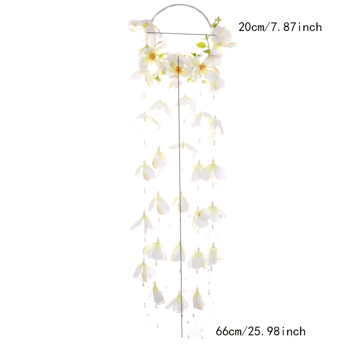 Bohemian White Floral Tassel Bridal Headband with Imitation - Elegant Wedding Hair Accessory for Brides, Hand-Wash Only, Perfect for Outdoor Ceremonies and Bohemian-Themed Events, Bachelorette Party Decorations