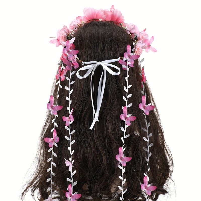 1pc and Women Flower Crown Headband, Suitable for flower fairy wedding accessories Festival Vacation Party Photography Props