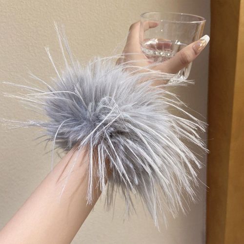 1pc Aylhfo Flannelette Plush Hair Scrunchie for Women, Fashionable Stretchy High Elasticity Ponytail Holder, Perfect for Daily Wear and Festive Parties
