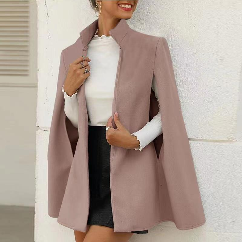 Cut Out Cape Coat, Casual Solid Open Front Simple Outerwear, Women's Clothing
