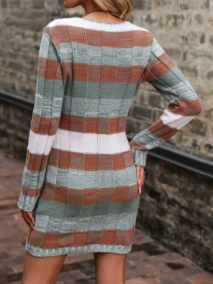 Women's Oversized V-Neck Sweater Dress