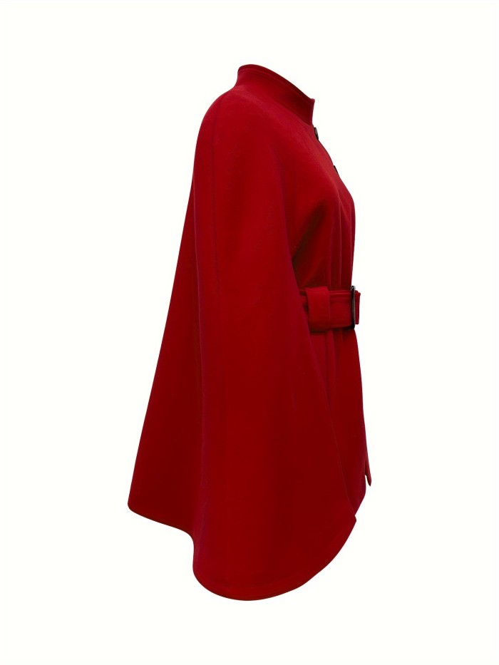 Women's Elegant Cape Sleeve Mock Neck Coat Cardigan