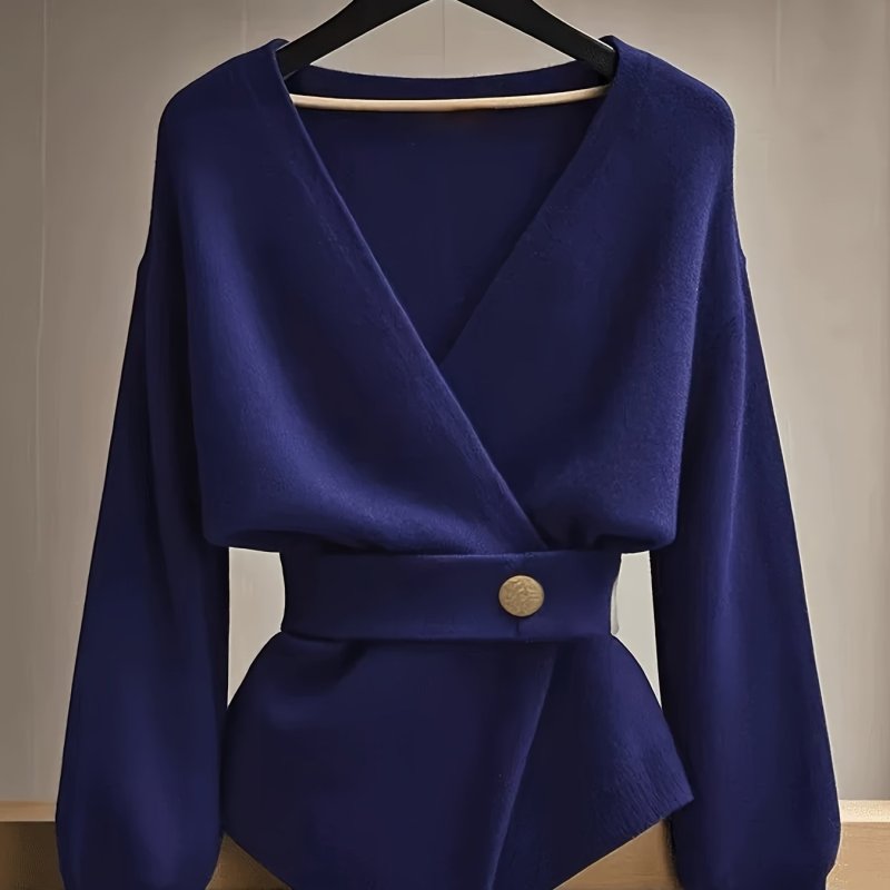 Elegant Solid Color V-Neck Cardigan for Women