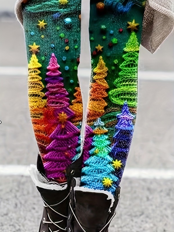 Women's Elegant Floral Print Stretchy Tight Colorful Pattern Leggings