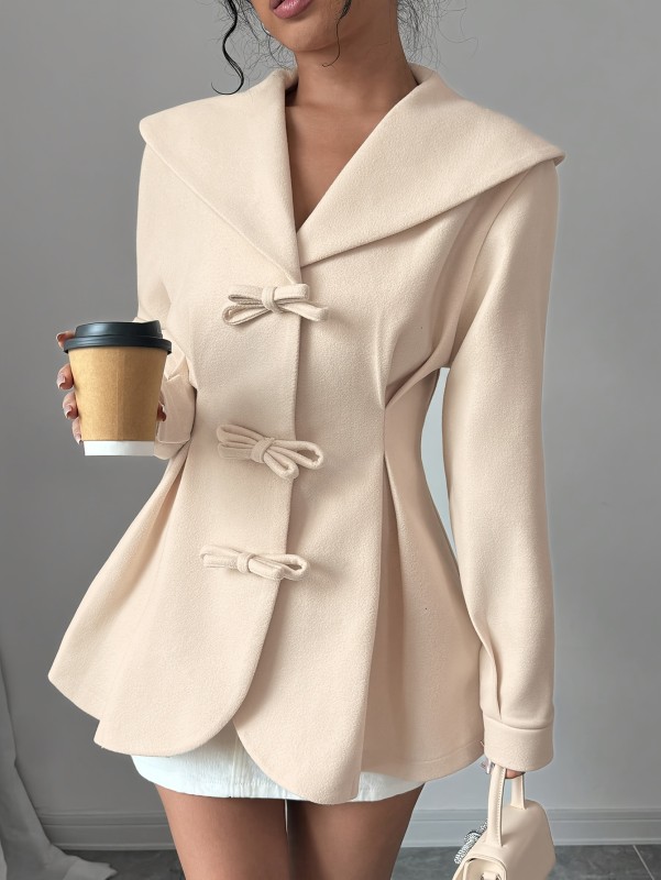 Women'S Elegant Button Front Closure Chic Office Casual Outerwear Coat
