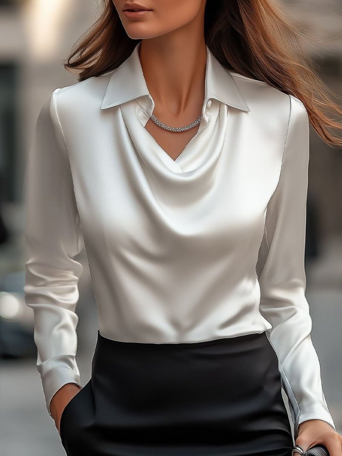 Elegant Draped Neckline Women's Top