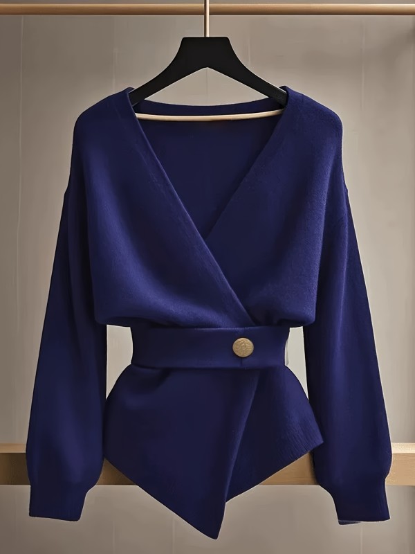 Elegant Solid Color V-Neck Cardigan for Women