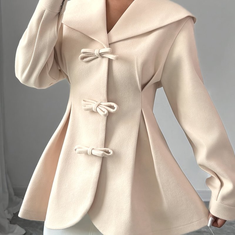 Women'S Elegant Button Front Closure Chic Office Casual Outerwear Coat