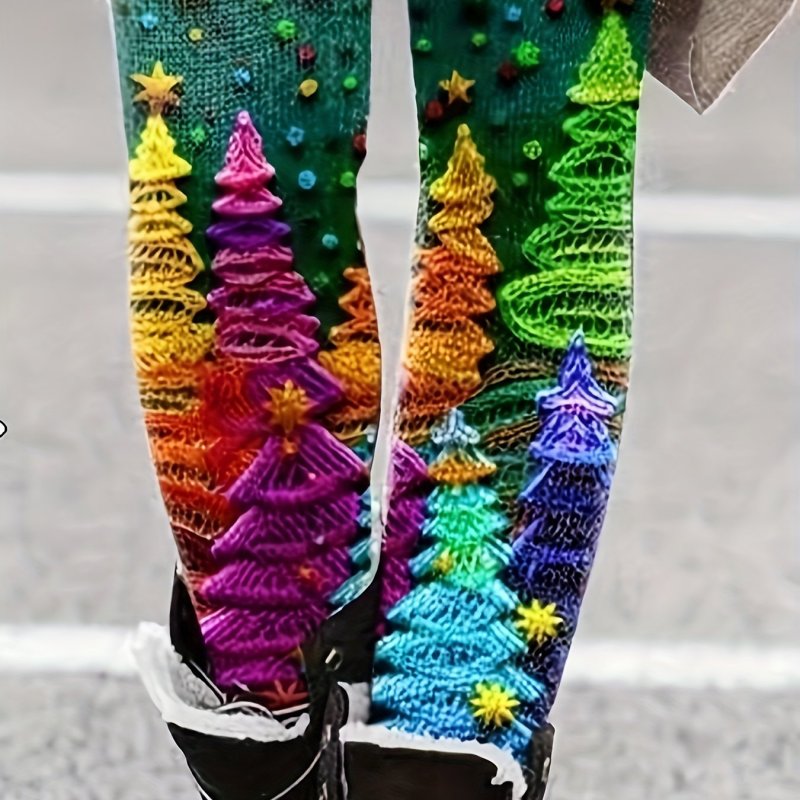 Women's Elegant Floral Print Stretchy Tight Colorful Pattern Leggings