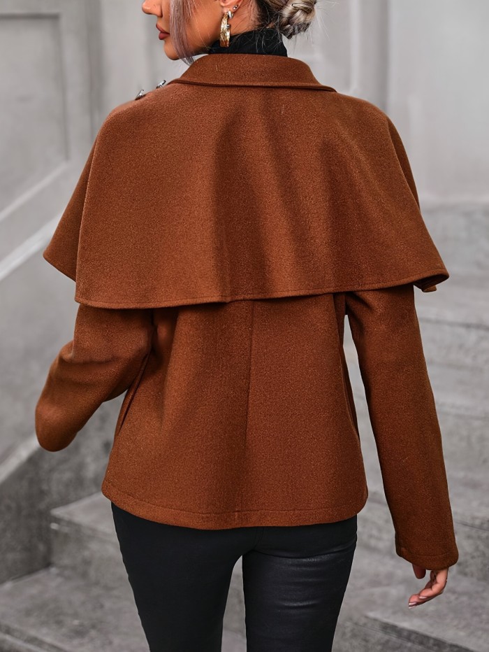 Polyester Women's Casual Jacket with Stand Collar, Zipper Closure, Elegant Design for Autumn and Winter