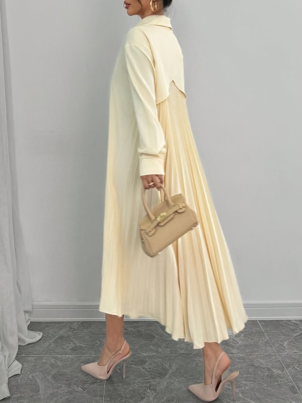 Women'S Long Sleeve Button-Front Blouse Dress