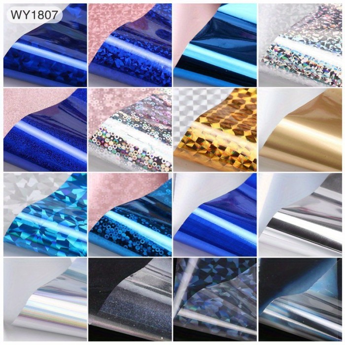 16 Sheets Nail Art Foil Transfer Set Paper Manicure Starry Nail Stickers Fashion Adhesive Nail Decals For Women Girls