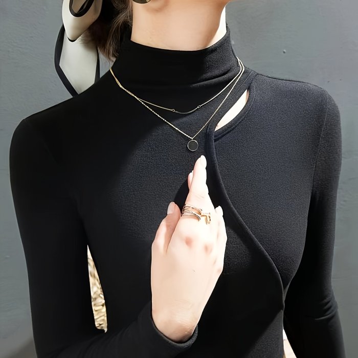 Women's Sexy Slim-Fit High-Neck Long Sleeve Layering Top