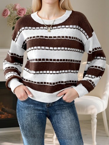 Women's Oversized Black & White Striped Sweater