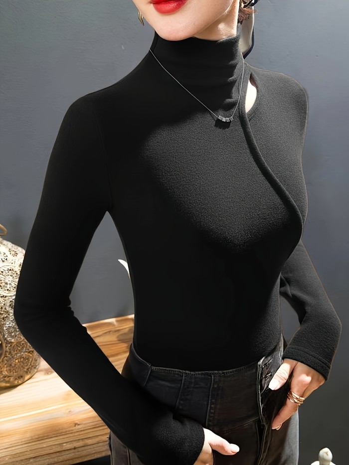 Women's Sexy Slim-Fit High-Neck Long Sleeve Layering Top