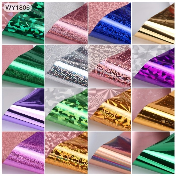 16 Sheets Nail Art Foil Transfer Set Paper Manicure Starry Nail Stickers Fashion Adhesive Nail Decals For Women Girls