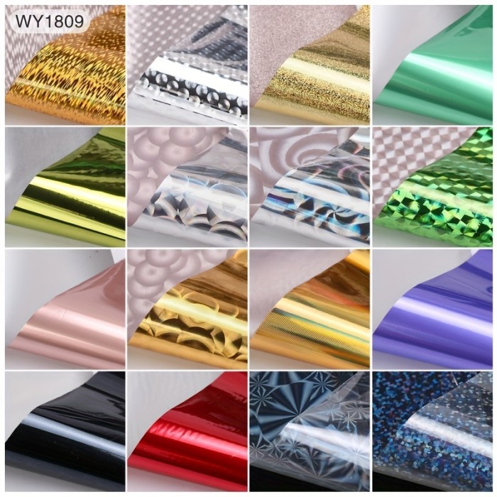 16 Sheets Nail Art Foil Transfer Set Paper Manicure Starry Nail Stickers Fashion Adhesive Nail Decals For Women Girls