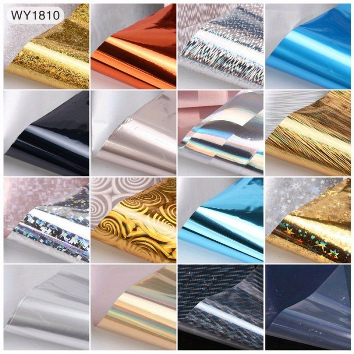 16 Sheets Nail Art Foil Transfer Set Paper Manicure Starry Nail Stickers Fashion Adhesive Nail Decals For Women Girls