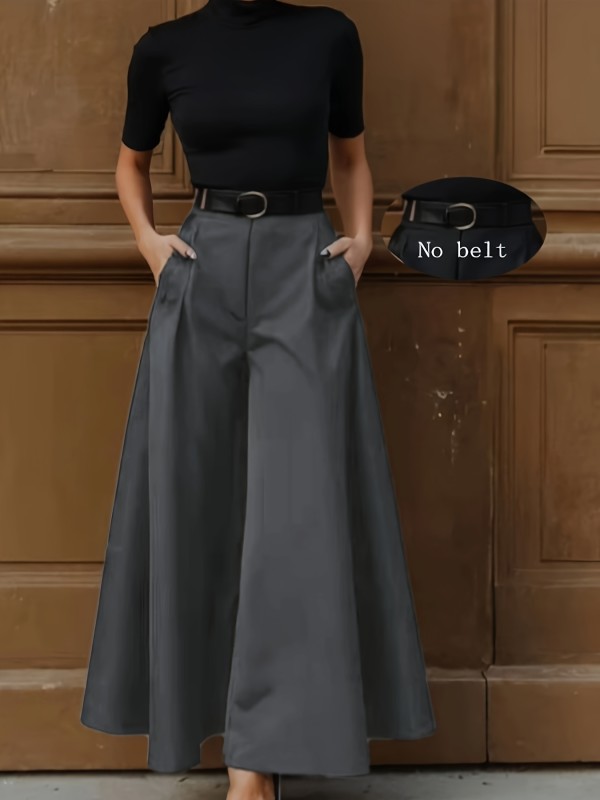 Warrior Style Culottes High-Waisted Warrior Style Black Culottes | Wide-Leg Pants with Pockets