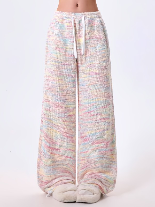 Women'S Casual Rainbow Striped Wide-Leg Pants