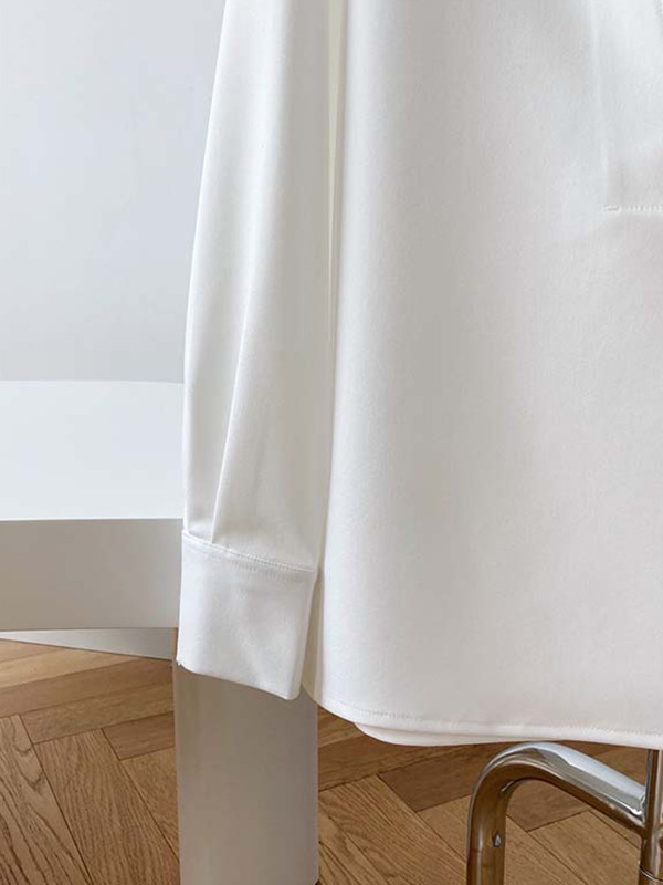 Solid Color Loose Long Sleeves V-Neck Blouses