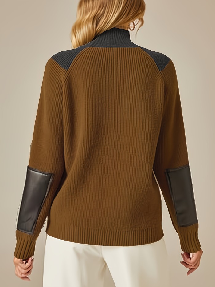 Women'S Elegant High-Neck Long Sleeve Sweater