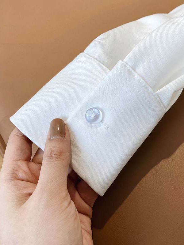 Solid Color Loose Long Sleeves V-Neck Blouses