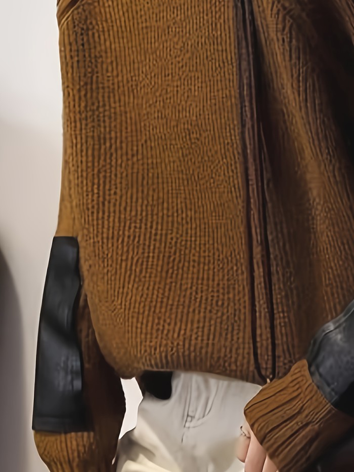 Women'S Elegant High-Neck Long Sleeve Sweater