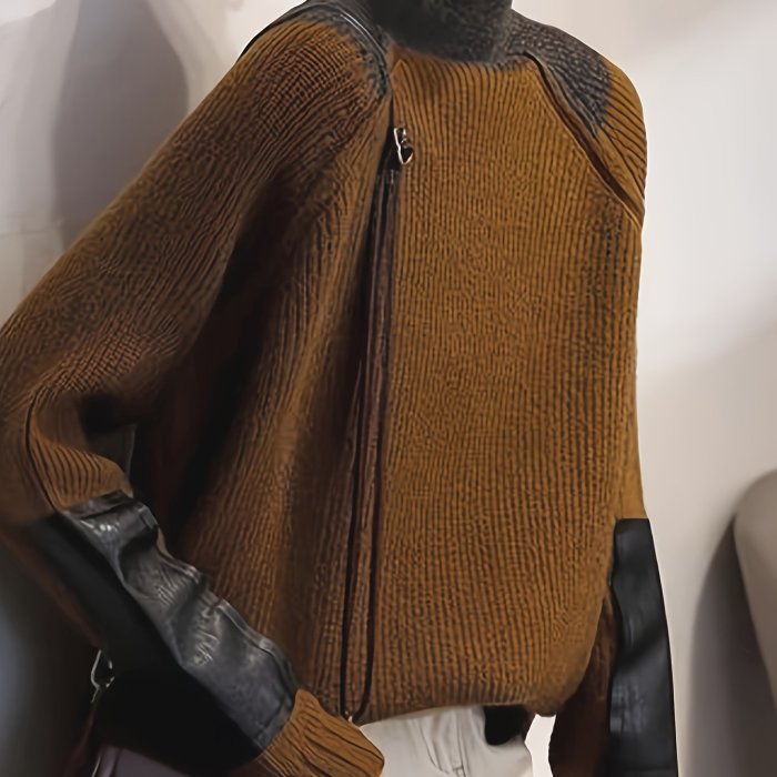 Women'S Elegant High-Neck Long Sleeve Sweater