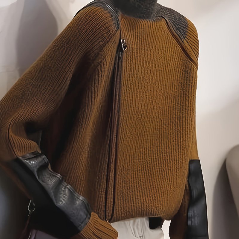 Women'S Elegant High-Neck Long Sleeve Sweater