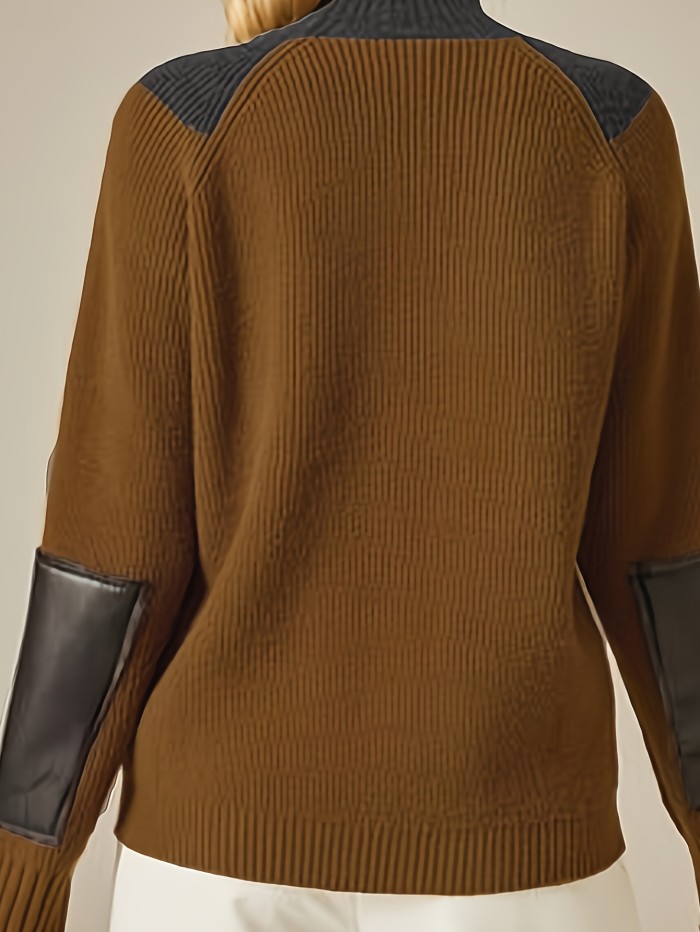 Women'S Elegant High-Neck Long Sleeve Sweater