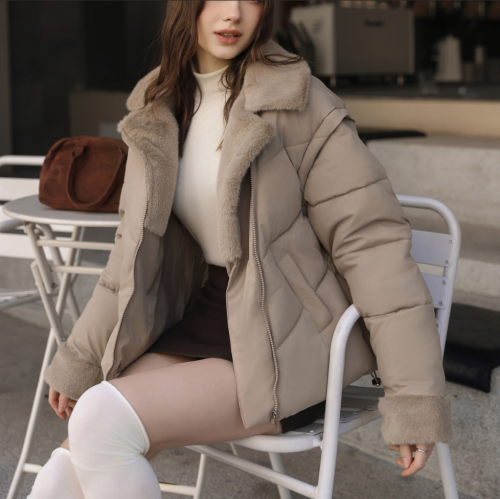 New Warm Cotton Padded Jacket Detachable Ladies Turn-down Collar Women Loose 2025 Winter Over Puffer Coat Female K198