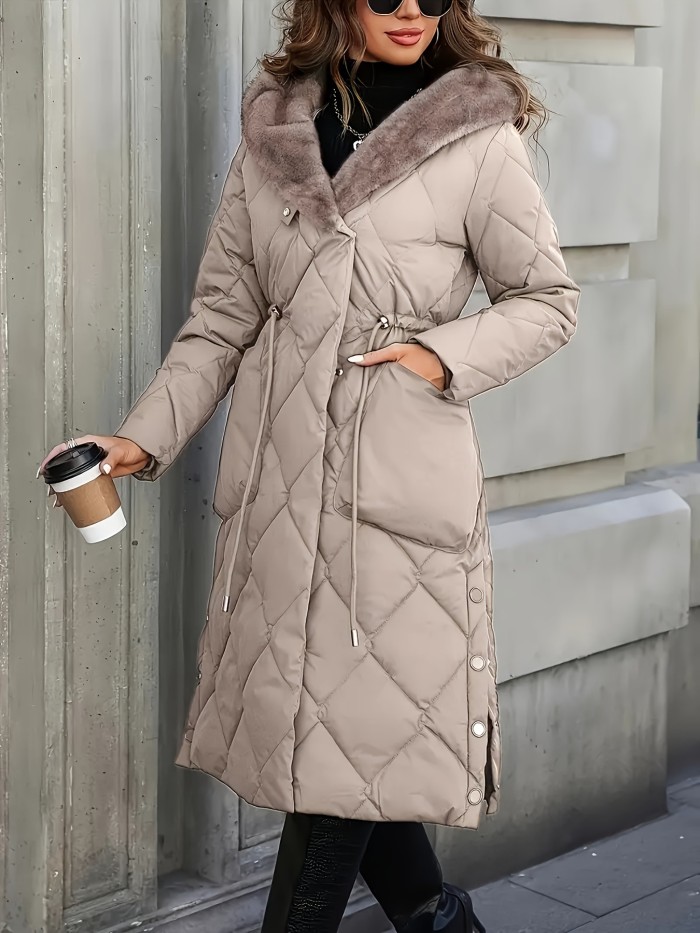 Winter Women Loose Cotton Padded Jacket Ladies 2025  Long Over The Knee Puffer Coat Female Hooded Warm Cotton Padded K193A