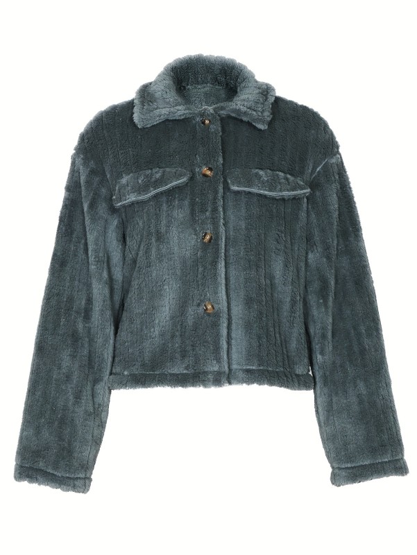 🍃 Faux Fur Button Jacket | Autumn Loose Turn-Down Collar Coat for Women