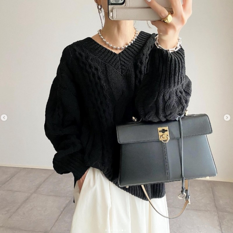 Chic Sweaters V-neck Loose Ladies Female Knitted Casual Pullovers Women Long Sleeve Autumn Spring
