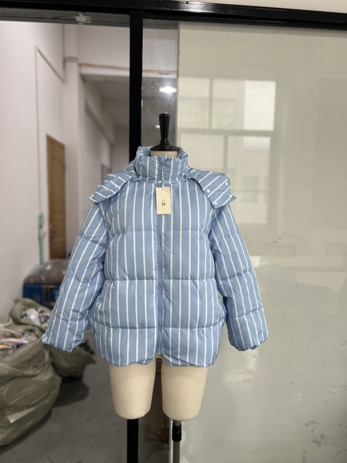 New Fashion Thicken Warm Striped Cotton-Padded Jacket Women 2025 Winter Casual Loose Parkas Coat Outwear Female K199
