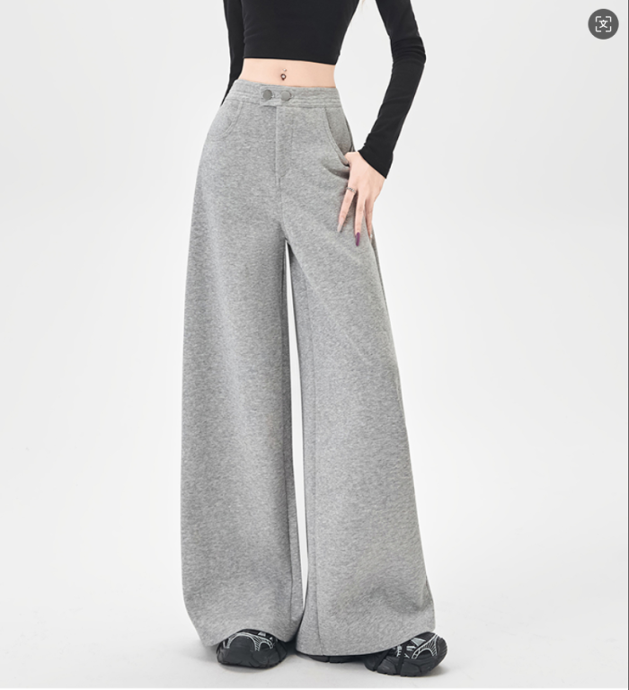 New Fashion Pants Office Ladies High Waist  Pockets Women Autumn Casual Loose