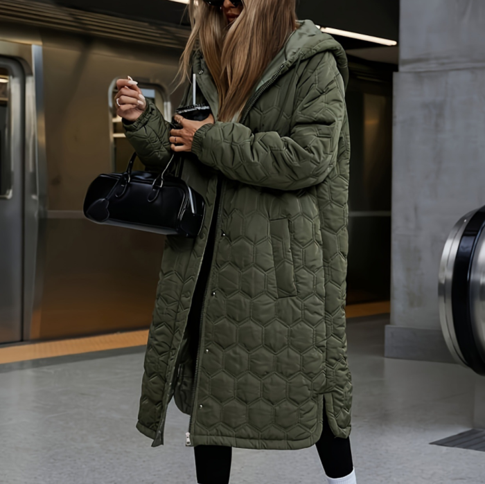 Velvet Cotton Padded Jacket Ladies Women Loose 2025 Autumn Winter  Long Over Puffer Coat Female Hooded Warm Cotton Padded K193B